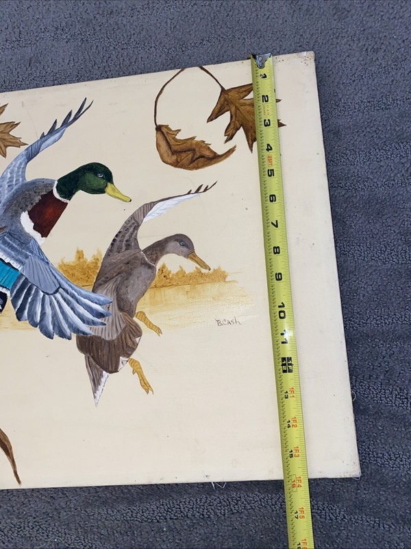 Vintage 1970s Oil Painting MALLARD DUCKS FLYING 20” X 16” Free Shipping! gallery