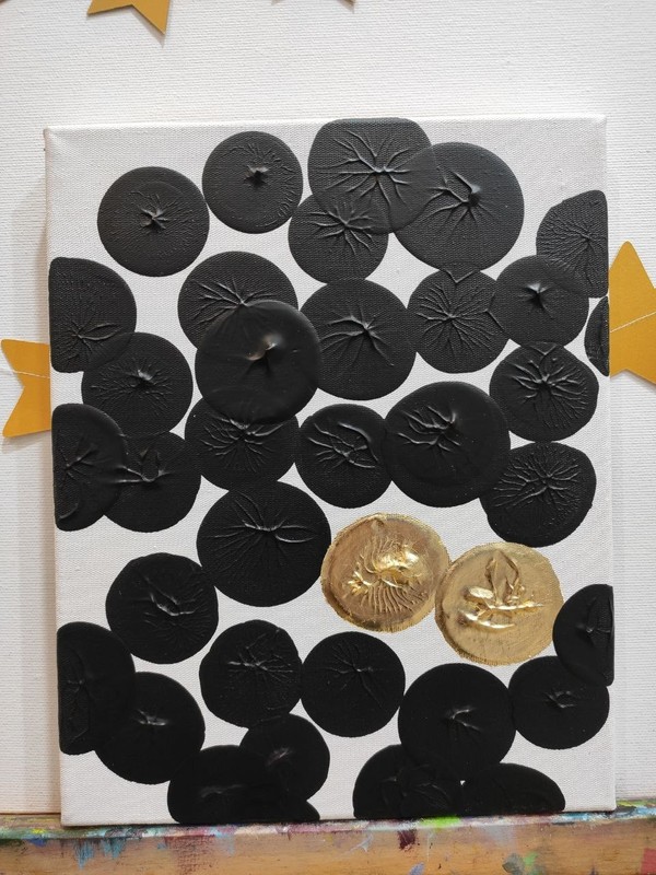 Black Abstract Acrylic Painting, Gold Foil Art, Textured Art, Lounge Wall Art