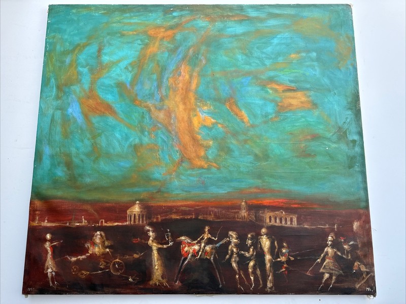 Russian Surrealist Painting Large Expressionism Listed Andrei Medvedev Modernist