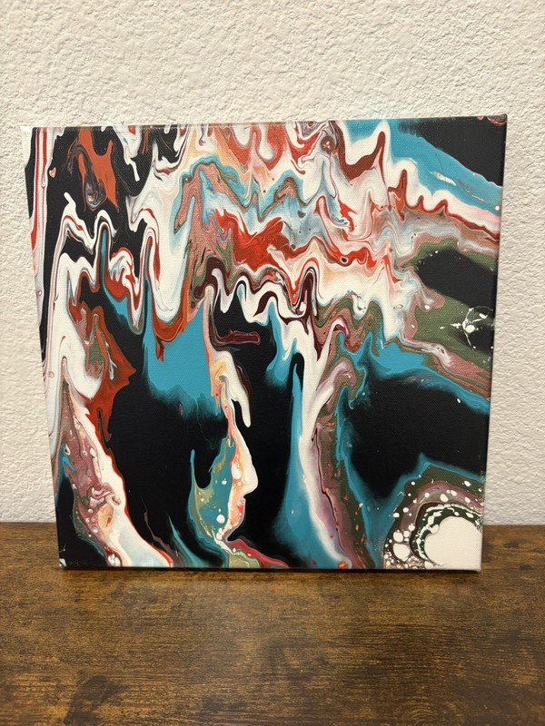 Cosmic Riptide 12×12 Abstract Acrylic Painting blind artist made
