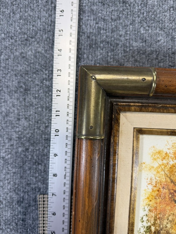 Beautiful Original Painting Fall Scene Vintage Wood/Brass Frame- Signed: Nathan gallery