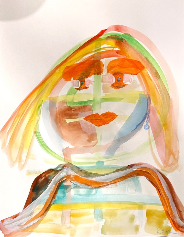 Expressive Split Face #15 11 X 14" Light Color Painting Paper gallery