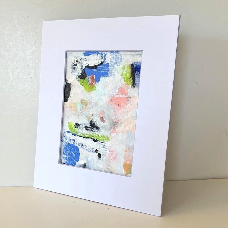 Original Abstract acrylic Painting 8 x 10 Contemporary wall Art matted OOAK gallery