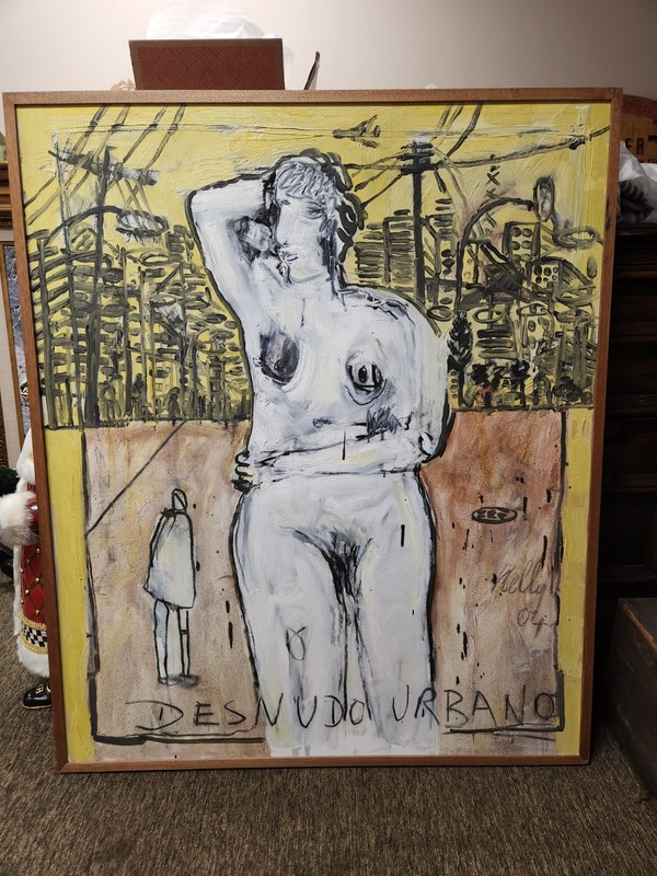 LARGE 2004 PHIL KELLY ORIGINAL OIL ON CANVAS DUBLIN IRELAND MEXICO 100X120CM