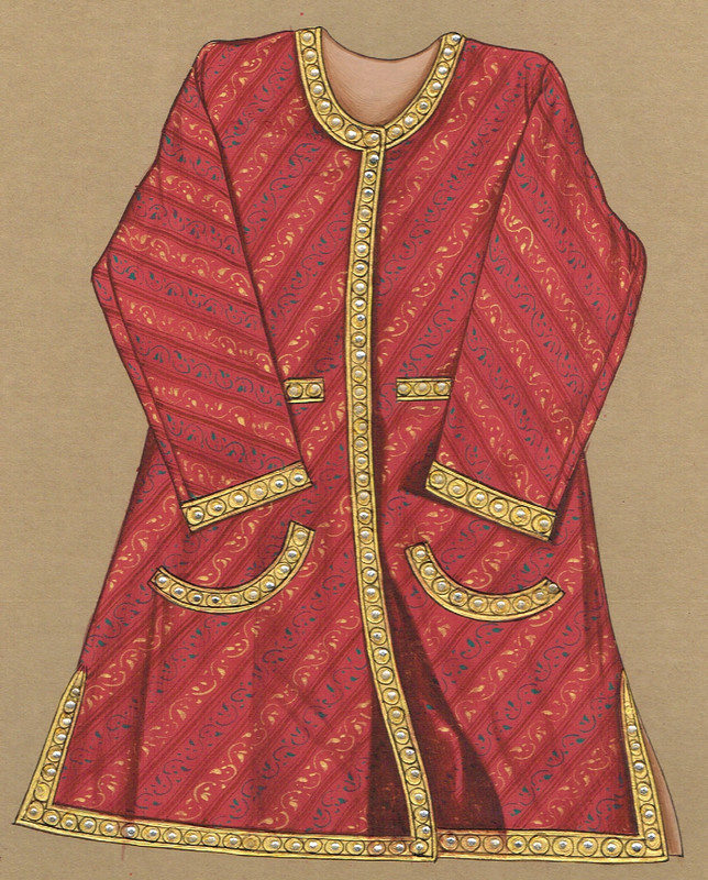 Indian Miniature Painting Of Vintage kaftan Dress Of Empress On Paper 7x9 Inches gallery