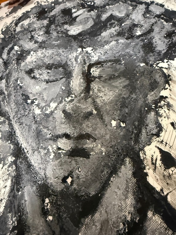 Textured Abstract David Bust Canvas Painting Black White Gray Wall Art 8x10 gallery
