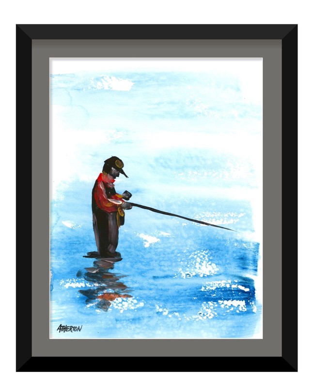 9x12 Original Fly Fishing River Painting Art Acrylic Father's Day Fisherman