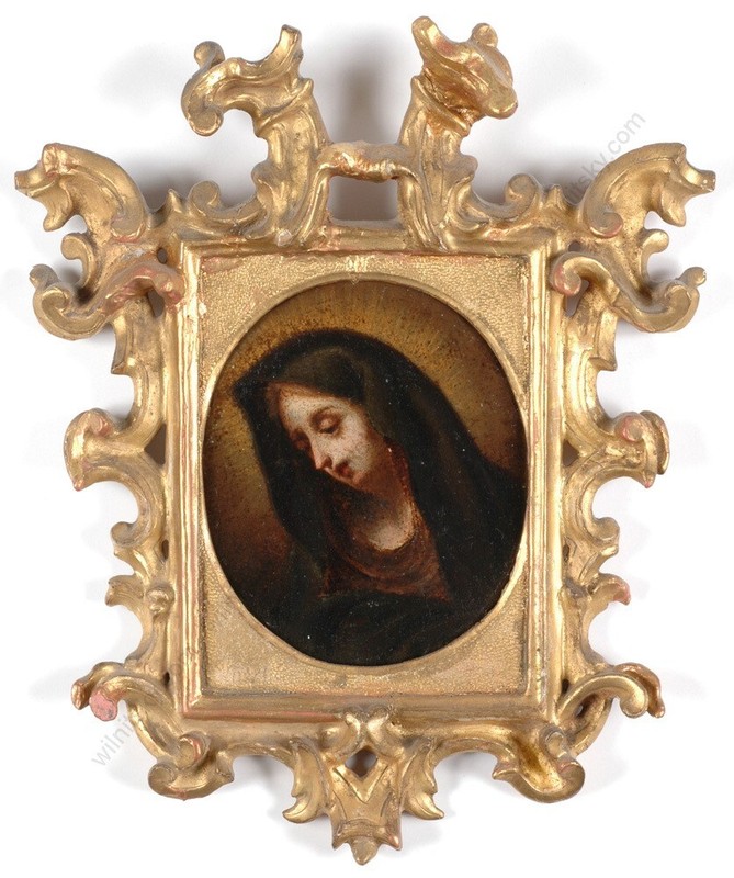 «The Holy Virgin», Italian oil miniature, ca.1700 (m)