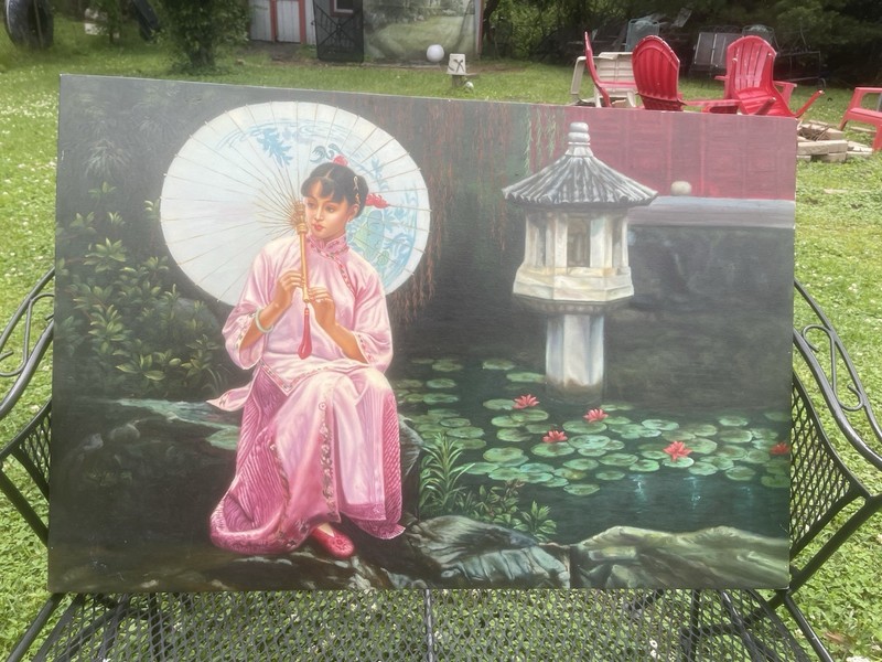 Lady with Umbrella Chinese Oil Painting