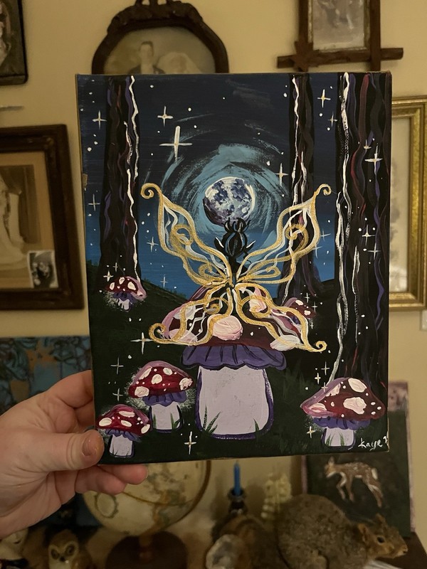 “ Moonlit fairy” 8×10 signed original Acrylic fantasy Painting
