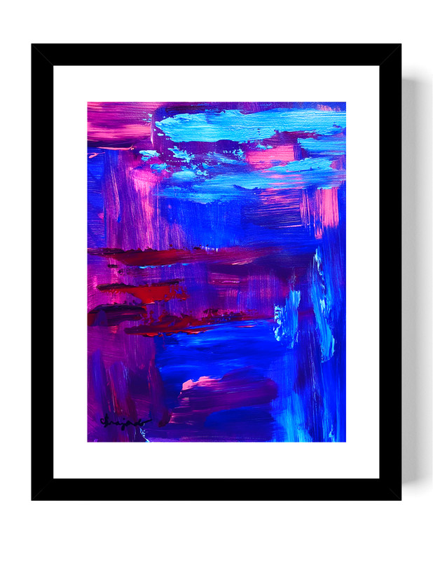 Guajardo Art: Midnight Amethyst 14X11 Paper Bold Vibrant Abstract