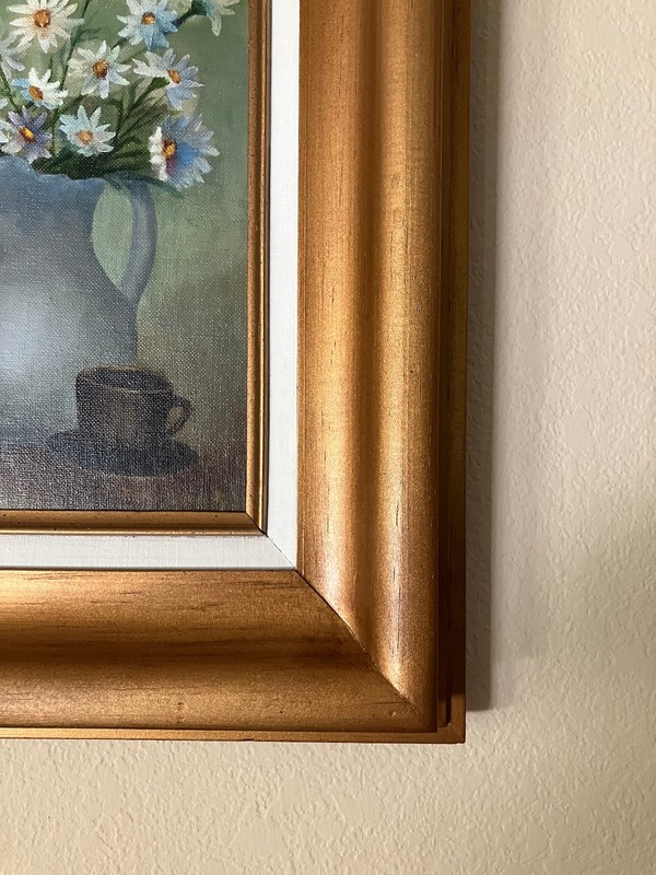 VTG MCM Wide Wood Picture Frame w/ Refurbished Liner & 1980'S 8 x 10 Painting gallery