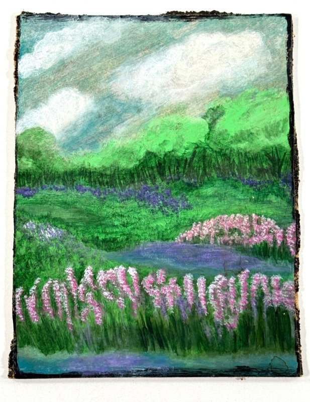 Flowers «Long Stems» Lavender Original Shelley Duvall Painting Estate Shining
