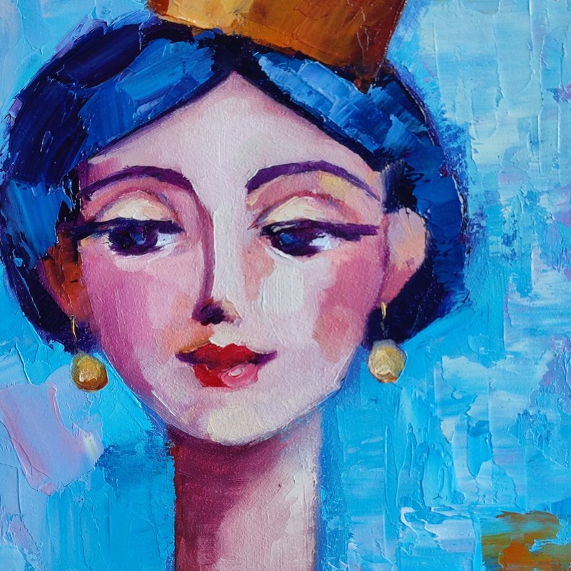original oil painting Crowned Princess Woman Girl Abstract Female 8*10 in gallery