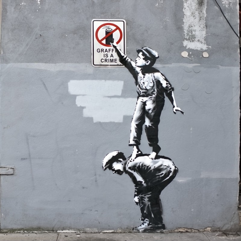 Motif Banksy Street Art 01 IDoku Photography by Jo Paffy 70×70 cm Canvas/PopArt