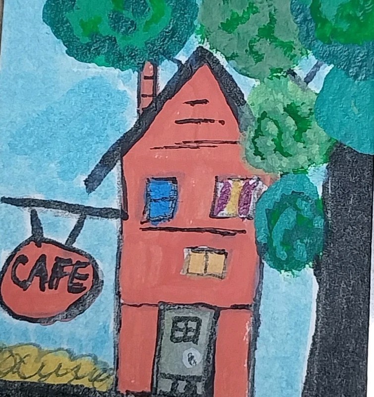 DOLLHOUSE PAINTING Folkart House Miniature Tiny 1.5×2 Inch Hand Painted Art