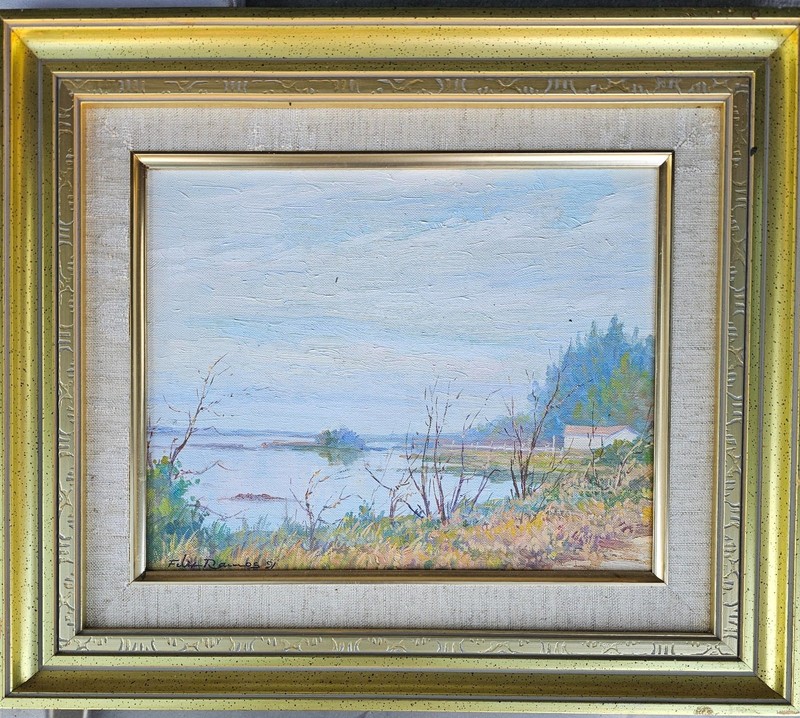 Cuban American Artist Felix Ramos Original Oil on Board Landscape Painting.