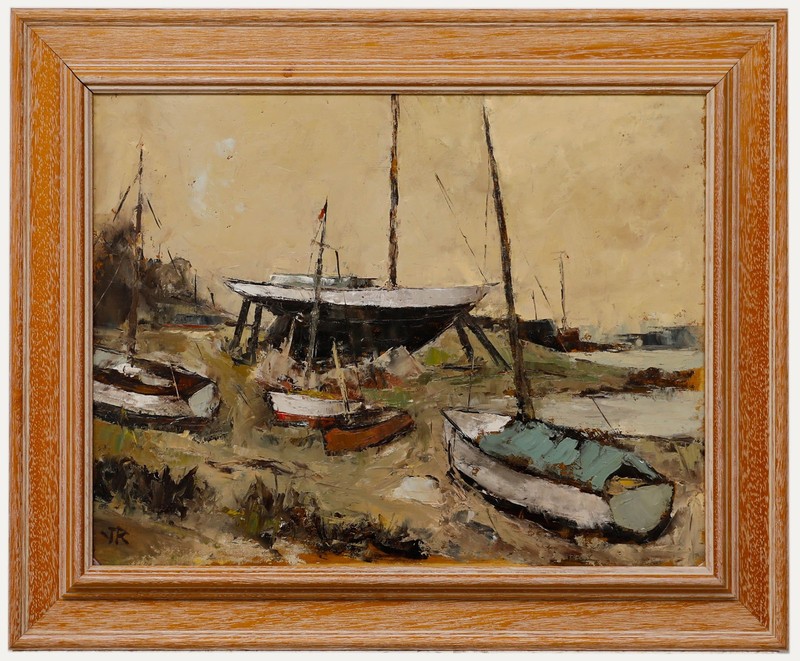 J. Richards – Framed Contemporary Oil, Low Tide