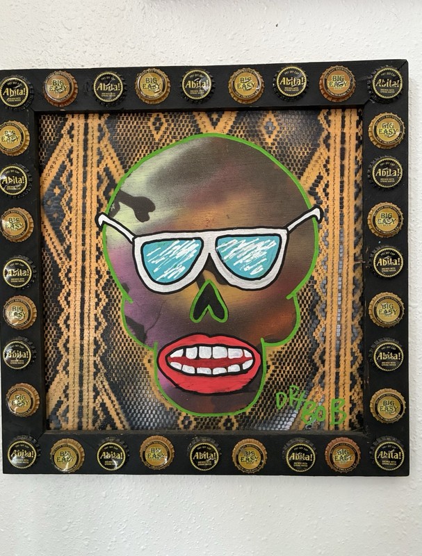 Dr. Bob Painting Skull in Sunglasses. (circa 2012)