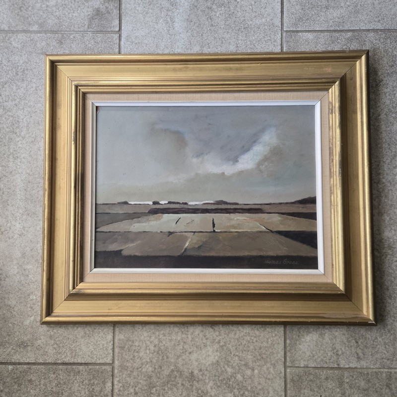 Thomas Graae Signed Landscape Original Oil Painting Framed 18×22″ Danish MCM