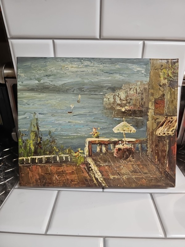 Original Oil Painting Unsigned Wrapped Onto Wood