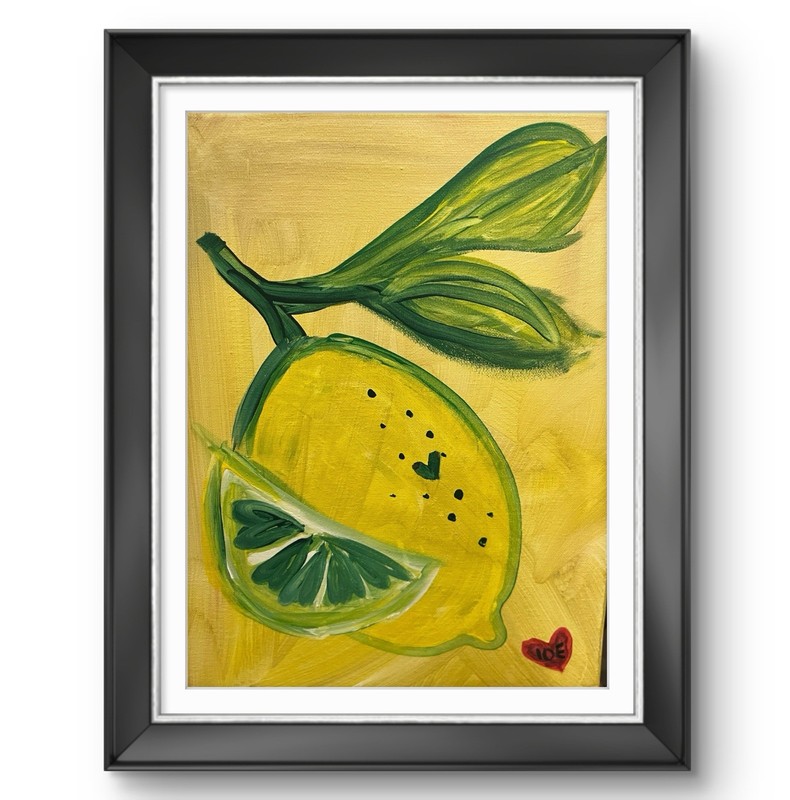 BLESSED#880 Heart Lemon 14x11 Canvas Original Painting - Abstract Kitchen gallery