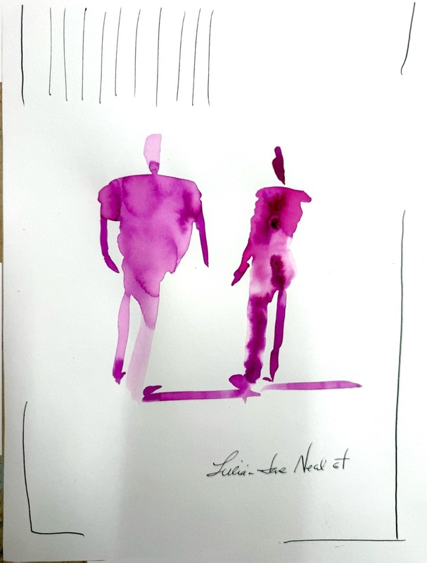 Neal 9″x12 Modern Watercolor Figurative Abstract Paper Art