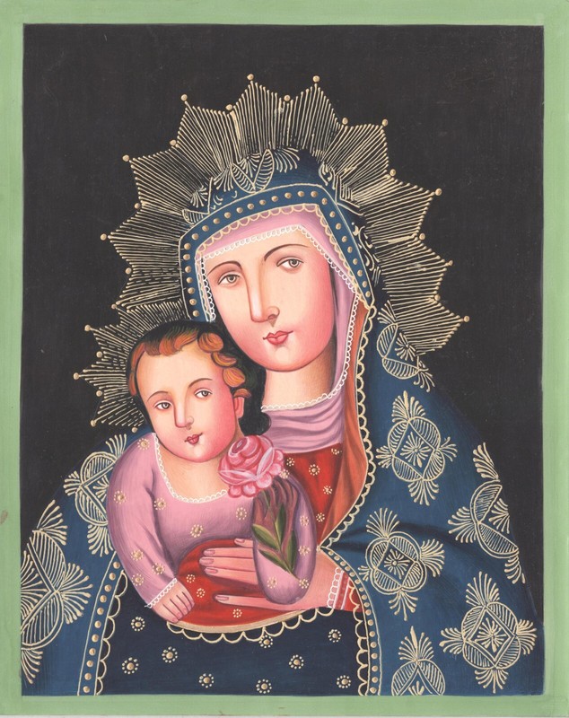 Virgin Mary Peruvian Indian Cuzco Art Handmade Religious Christian Painting