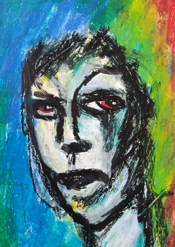 Man Portrait - Abstract Modern Art - Oil Chalk A4 Paper - Modern Art gallery