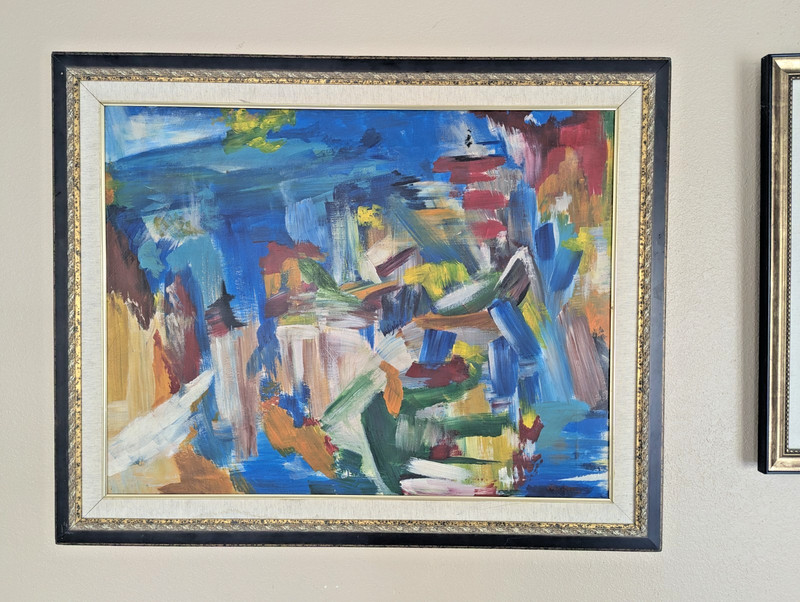 John Little 1961 Abstract Expressionist Oil on Canvas Signed Front & Back 37×28