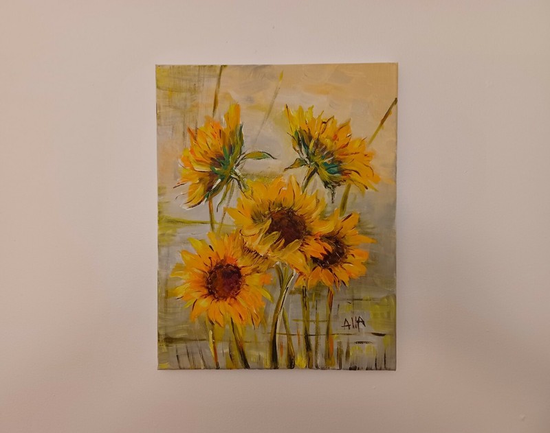 Sunflowers Acrylic painting on canvas 11×14 inches Original Signed by an artist gallery