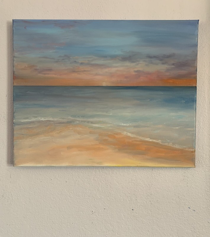Colorful Seascape oil painting by Gina Vann new large 16 in. x 20 in. unframed gallery