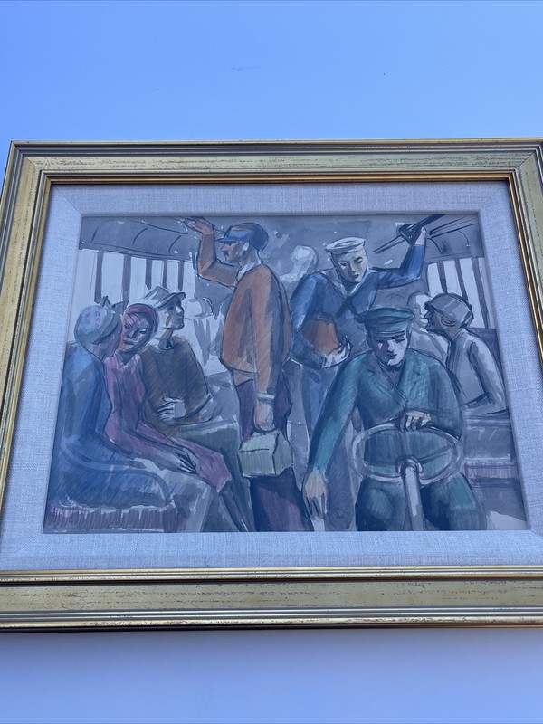 ANTIQUE PORTRAIT Painting Regionalism Bus WALTER E COHEN JR 1930’s Wpa Masterful gallery