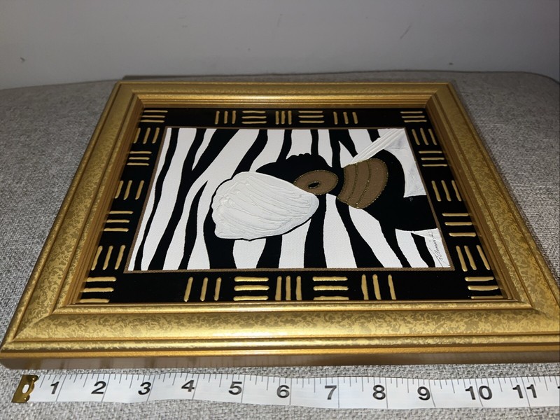 African Style Framed Original Art Signed Female Painting 10 X 12 Inches gallery