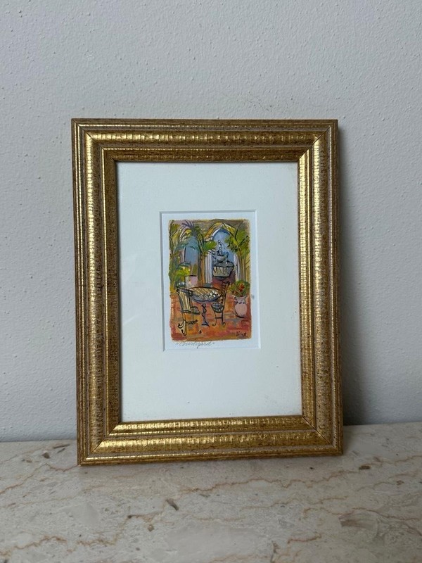 Amy Guist Watercolor Paining Matted and framed