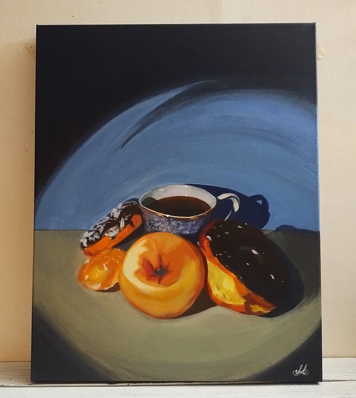 Coffee & Donuts Acrylic Still Life Painting Original Piece & Composition