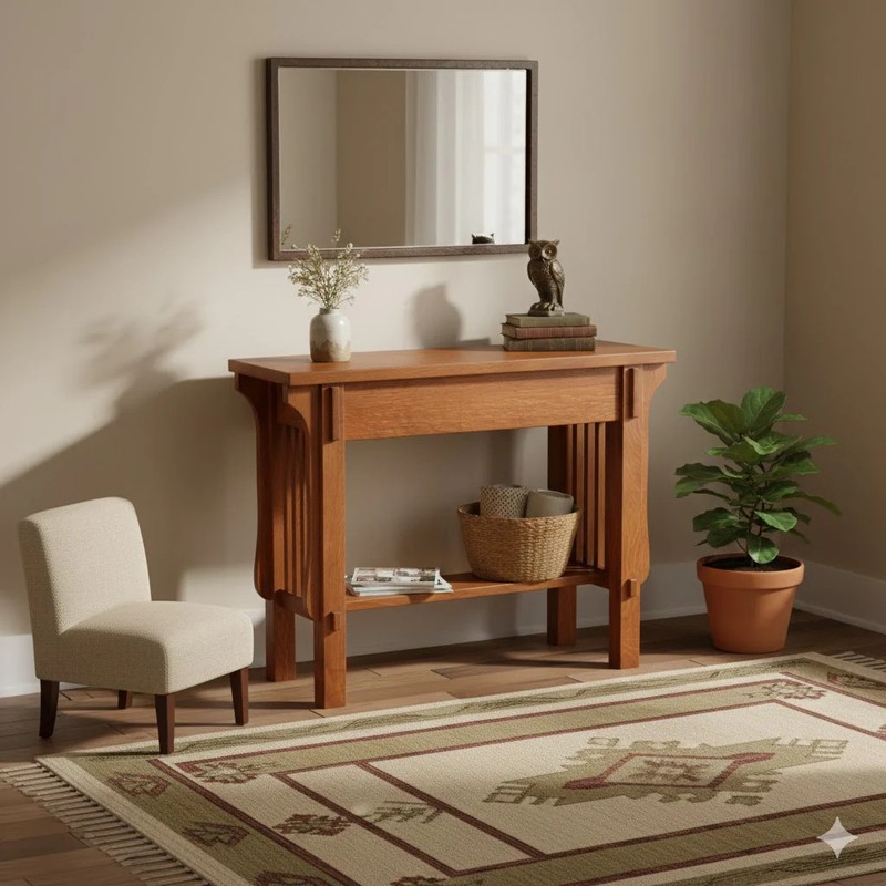 Arts & Crafts Crofter Console Table Michaels Cherry stain gallery
