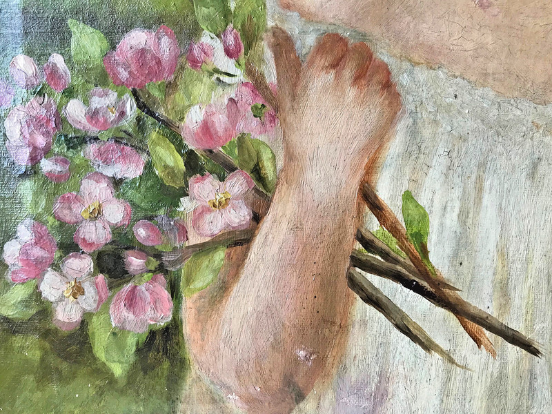 Vintage Framed Signed Sara Bernhart Original Oil Painting Hand Stretched Canvas gallery