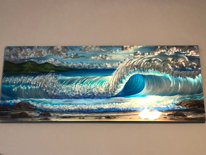 Dennis Mathewson Original on Metal, 60 x 24 inches, Ocean Wave
