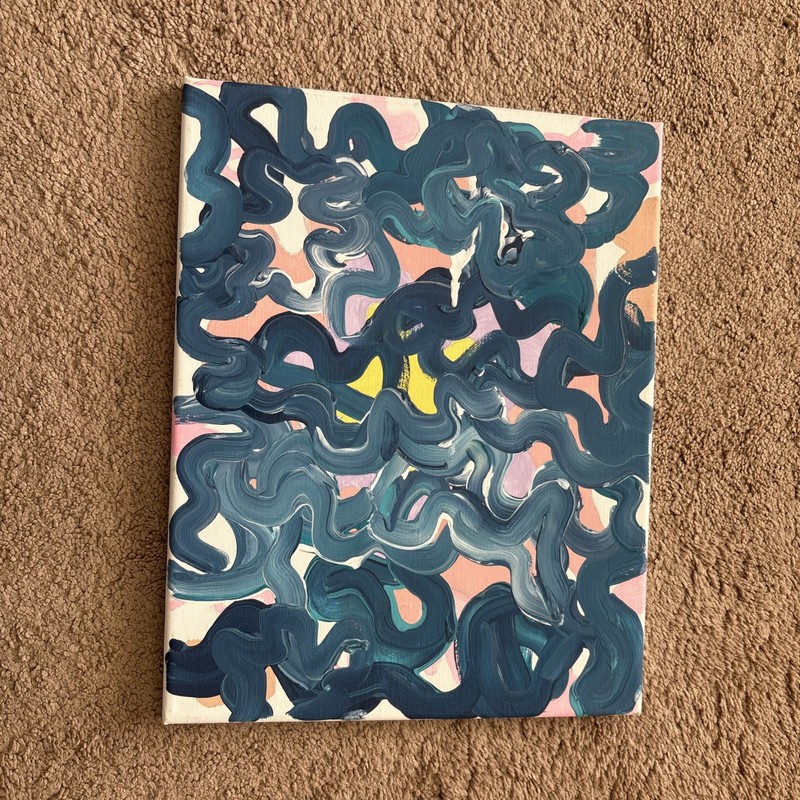 Unique Colorful Abstract Art Swirly Blue