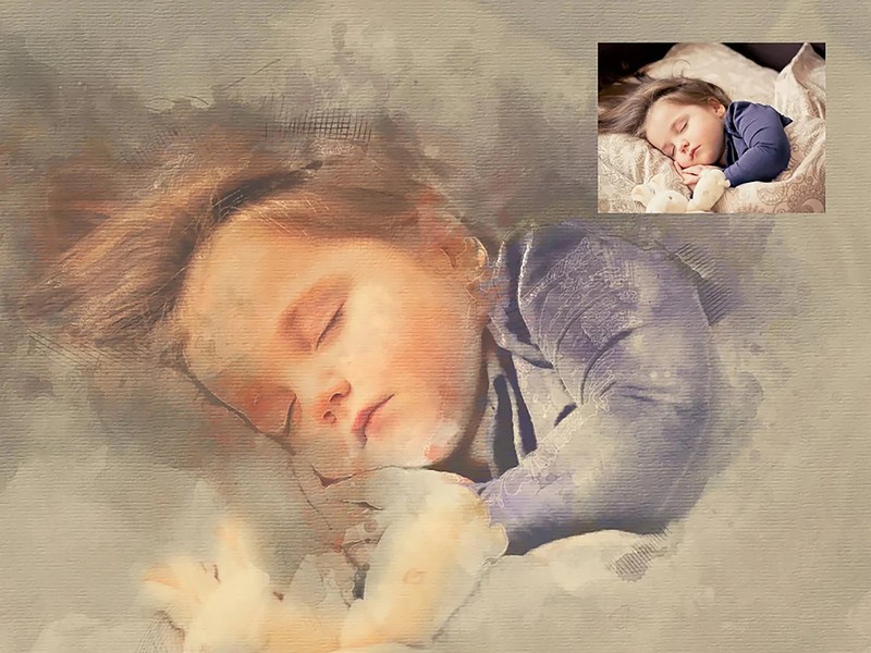 Custom Watercolor Portrait From Photo 11×14 Printed Wrapped Canvas Personalized