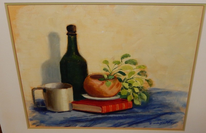 BURROUGHS ORIGINAL ACRYLIC ON BOARD STILL LIFE PAINTING