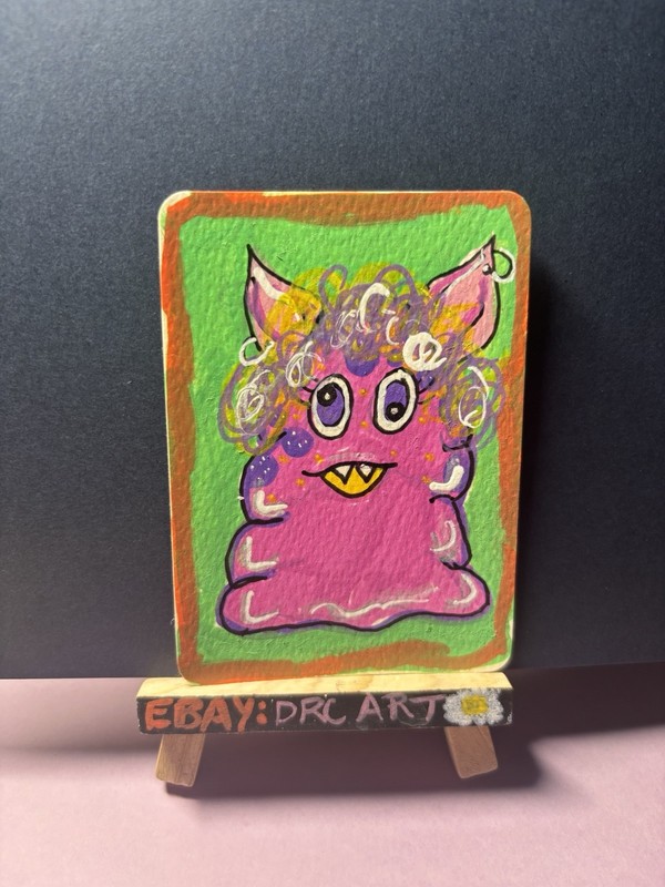 aceo acrylic marker original “gale” little monster DRC Art 2.5”x3.5” COA