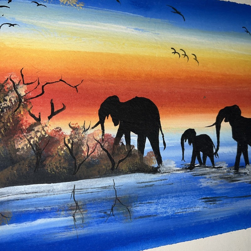 AUTHENTIC African Elephant Painting (NOT a Print) Original African Art UNFRAMED gallery