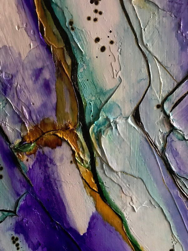 Original painting 10x20" Canvas textured purple gold Abstract by Lynne Kohler gallery