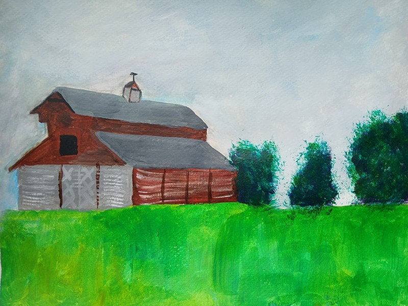 Impressionism 11X14 Pennsylvania Country Barn Handmade Colorful ART Painting gallery