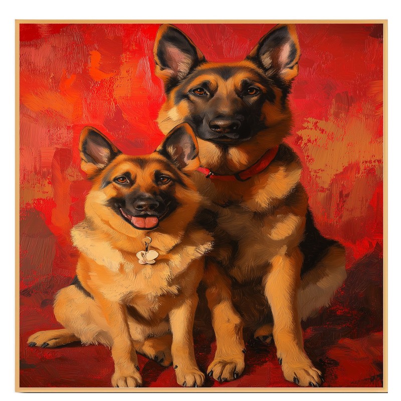 German Shepherd Dog Couple Wall Art Flat Rolled, Framed or Wrapped Canvas gallery