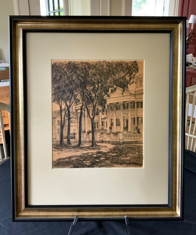 Ruth Haviland Sutton Pencil Charcoal Drawing / Main St & Pleasant St Nantucket gallery