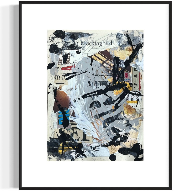 Original Abstract Modern Art Bird Painting «The Mockingbird» Signed