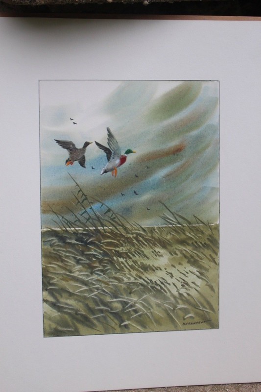 Gerald Bernhardt -Layton School Art Original 60s Mid-Century Watercolor Painting
